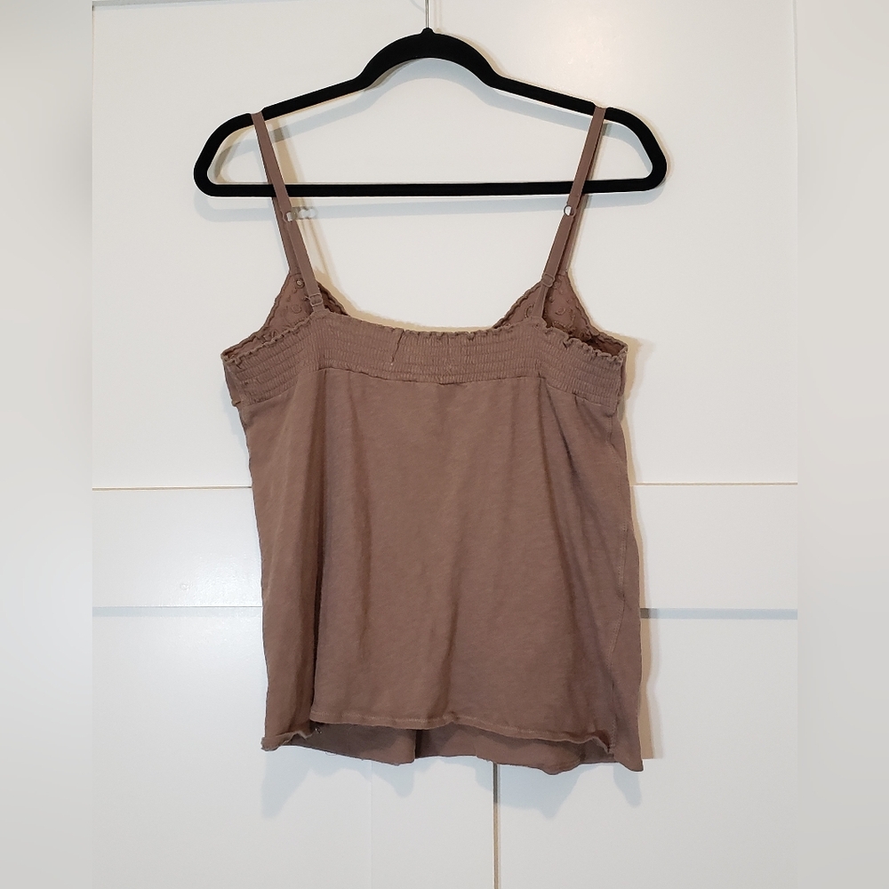 Abercrombie & Fitch Cropped Cami Eyelets Adjustable Straps V-Neck Sz Large Mauve - Picture 9 of 14